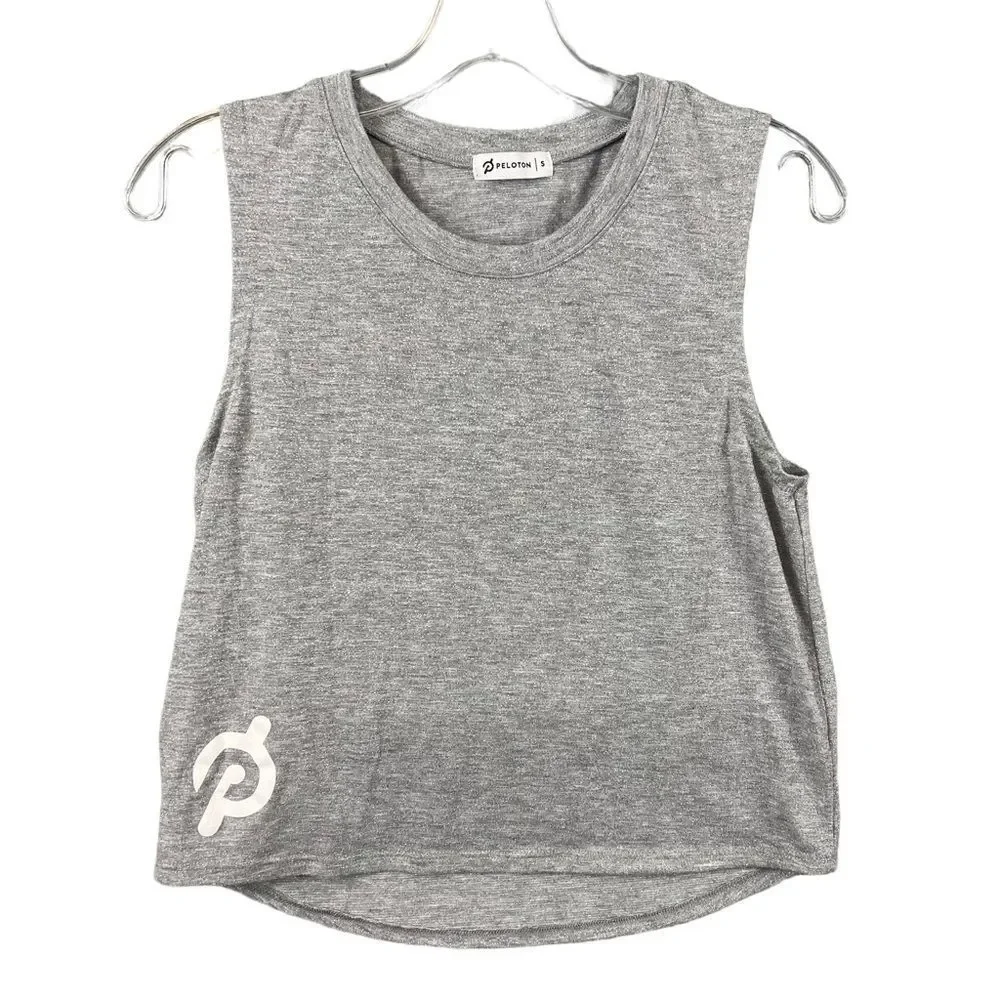 Peloton Women's Lurex Muscle Tank Top in Gray - Cycling Top - Size Small EUC